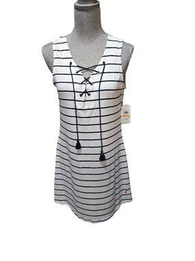 Nautica Women's Striped Cover-up Dress Bright White S/P NWT